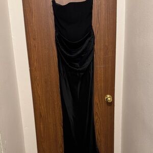 House of CB Black Strapless Satin Gown